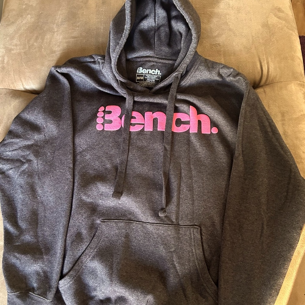 Bench Charcoal Hoodie with Pink Logo